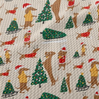 Dachshund Christmas Birdseye Piqué