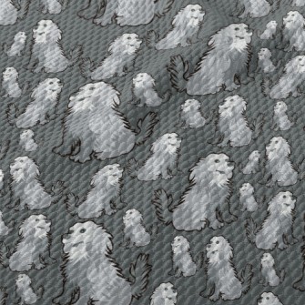 Gray Long-haired Dog Birdseye Piqué