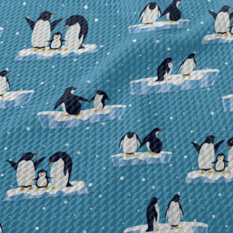 Cute Penguin Family Birdseye Piqué
