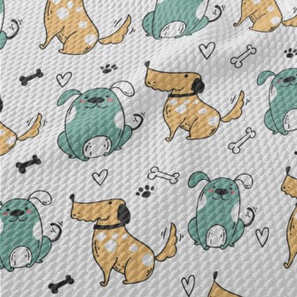 Cartoon Style Cute Puppy Birdseye Piqué