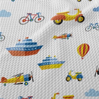 Cartoon Style Transportation Birdseye Piqué