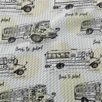 Hand Drawn Bus Sketch Birdseye Piqué