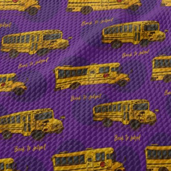 Yellow School Bus On The First Birdseye Piqué