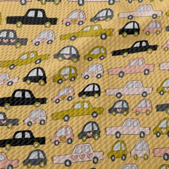 Hand Drawn Car Traffic Jam Birdseye Piqué