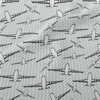 Simple Black And White Airplan Birdseye Piqué