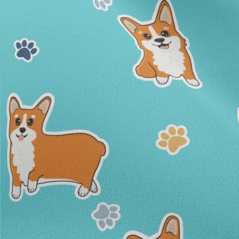 Corgi And Colored Paw Prints Chiffon
