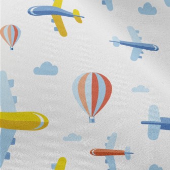 Cartoon Airplane And Hot Air B Chiffon