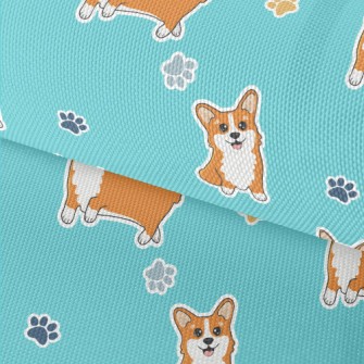 Corgi And Colored Paw Prints Waterproof Oxford