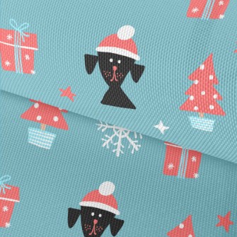 Hand Drawn Christmas Puppy Waterproof Oxford