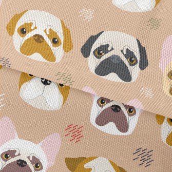 Puppy Head Hand Drawing Waterproof Oxford