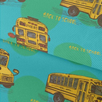 Hand Drawn American School Bus Waterproof Oxford