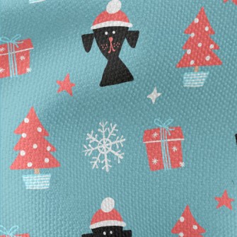 Hand Drawn Christmas Puppy Waterproof Canvas