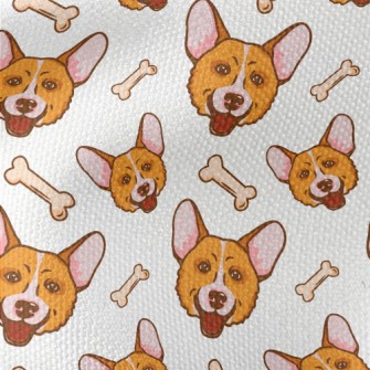 Corgi And Dog Bones Waterproof Canvas