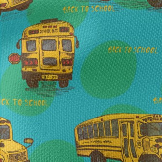 Hand Drawn American School Bus Waterproof Canvas
