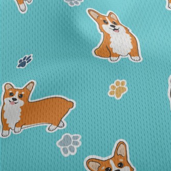 Corgi And Colored Paw Prints Athletic Mesh Flat Back