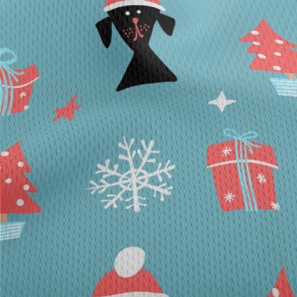 Hand Drawn Christmas Puppy Athletic Mesh Flat Back