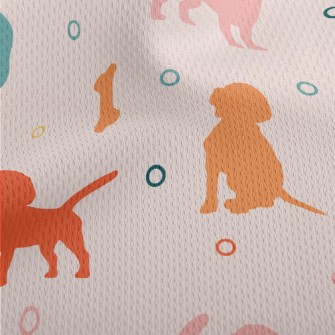 Colored Puppy Silhouette Athletic Mesh Flat Back