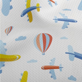Cartoon Airplane And Hot Air B Athletic Mesh Flat Back