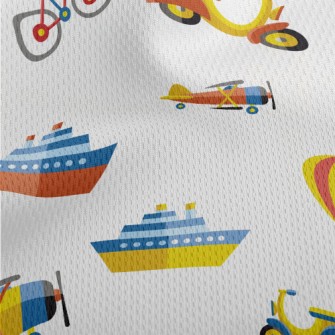 Cartoon Style Transportation Athletic Mesh Flat Back