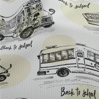 Hand Drawn Bus Sketch Athletic Mesh Flat Back