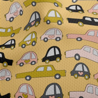 Hand Drawn Car Traffic Jam Athletic Mesh Flat Back