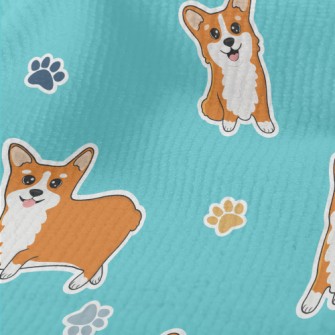 Corgi And Colored Paw Prints Terry
