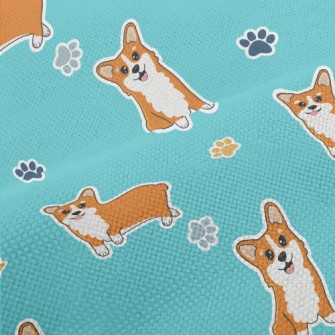Corgi And Colored Paw Prints Performance Linen