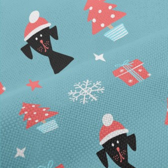 Hand Drawn Christmas Puppy Performance Linen
