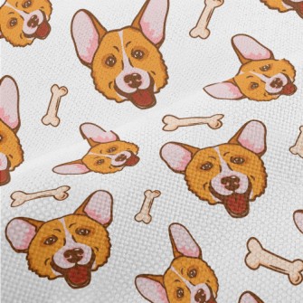 Corgi And Dog Bones Performance Linen