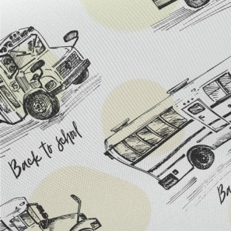 Hand Drawn Bus Sketch Twill