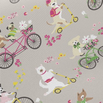 Happy Cycling Puppy Twill