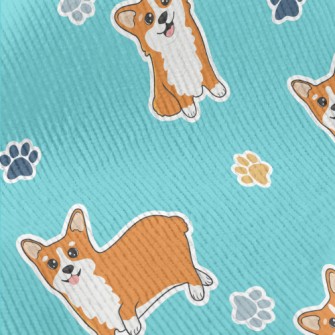 Corgi And Colored Paw Prints Standard Corduroy