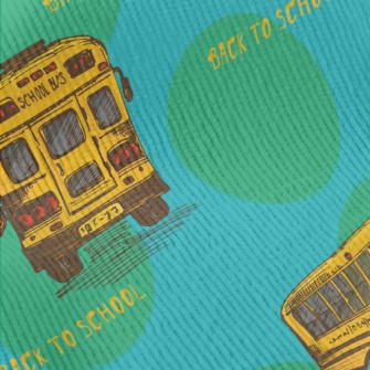 Hand Drawn American School Bus Standard Corduroy
