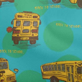 Hand Drawn American School Bus Dobby