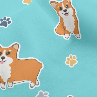Corgi And Colored Paw Prints Micro Fleece