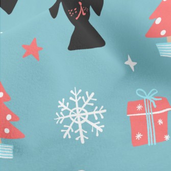 Hand Drawn Christmas Puppy Micro Fleece