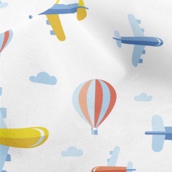 Cartoon Airplane And Hot Air B Micro Fleece