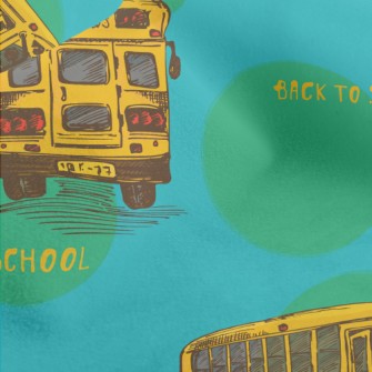 Hand Drawn American School Bus Micro Fleece