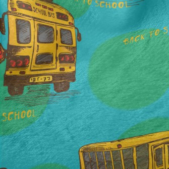 Hand Drawn American School Bus Minky
