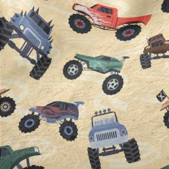 Colorful Monster Truck Minky