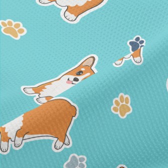 Corgi And Colored Paw Prints Piqué