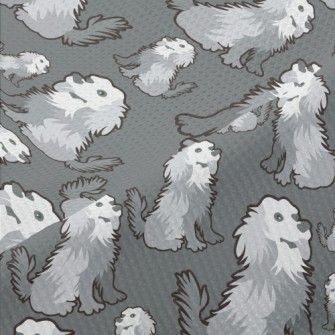 Gray Long-haired Dog Piqué