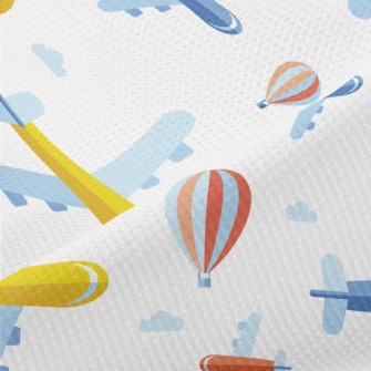 Cartoon Airplane And Hot Air B Piqué