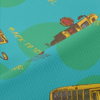 Hand Drawn American School Bus Piqué