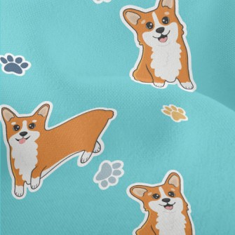 Corgi And Colored Paw Prints Lightweight Performance Linen