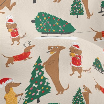 Dachshund Christmas Lightweight Performance Linen