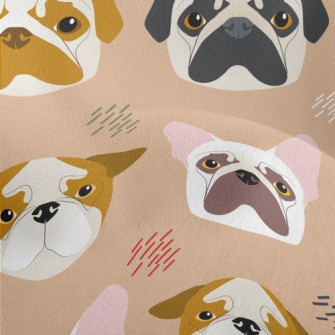 Puppy Head Hand Drawing Lightweight Performance Linen