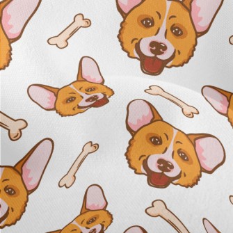 Corgi And Dog Bones Lightweight Performance Linen