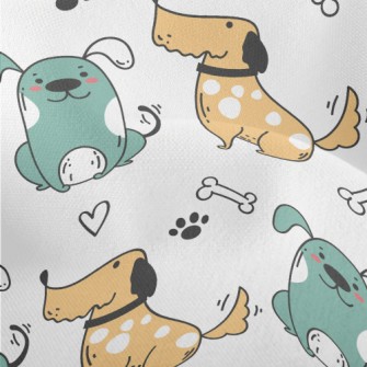 Cartoon Style Cute Puppy Lightweight Performance Linen