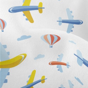 Cartoon Airplane And Hot Air B Lightweight Performance Linen